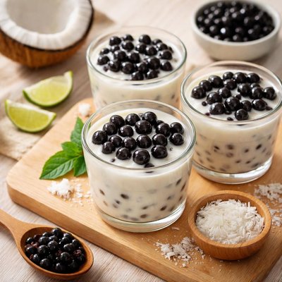 Coconut boba pudding