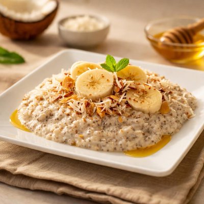 Coconut chia oatmeal porridge