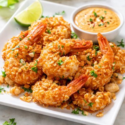 Coconut macadamia nut shrimp