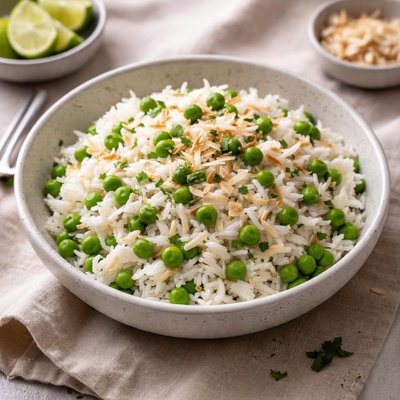Coconut milk rice with peas