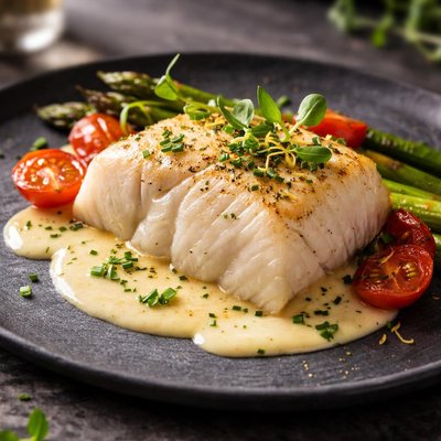 Cod fillet in beure blanc