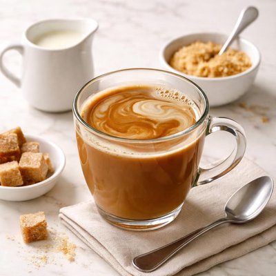 Coffe with sugar and milk