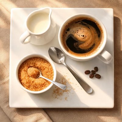 Coffee cream and sugar