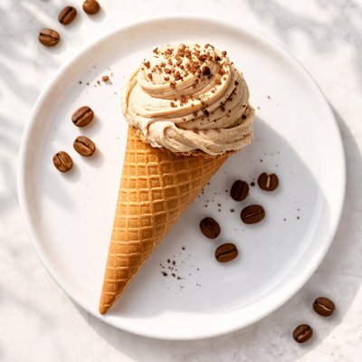 Coffee gelato in a cone