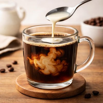 Coffee with a tablespoon of cream half-and-half