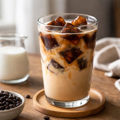Coffee with coffee ice cubes