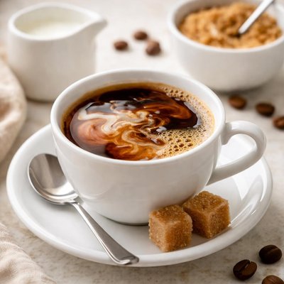 Coffee with cream and sugar