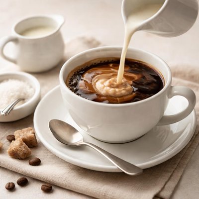 Coffee with creamer and sugar