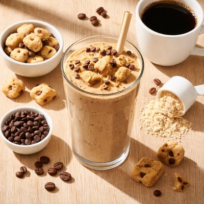 Coffee with protein shake cookie dough
