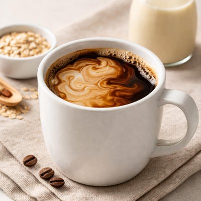 Coffee with silk oatmilk creamer