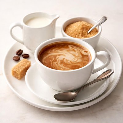 Coffee with sugar and cream