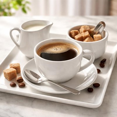 Coffee with sugar and creamer