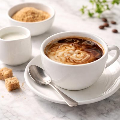 Coffee with sugar and milk