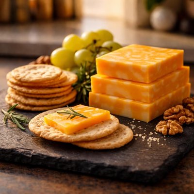 Colby cheese and rice crackers