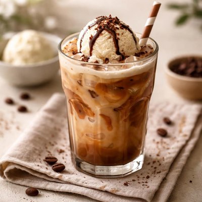 Cold coffee with ice cream