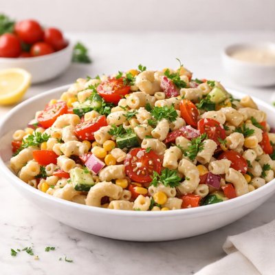 Cold macaroni with veggies