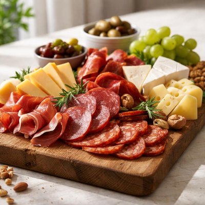 Cold meat and cheese platter