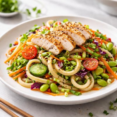 Cold udon noodle salad