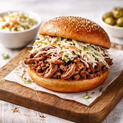 Coleslaw and pork bun