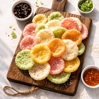 Colored rice crackers
