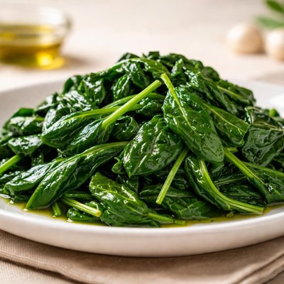 Cooked baby spinach