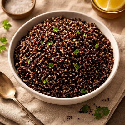 Cooked black quinoa