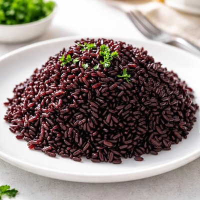 Cooked black rice