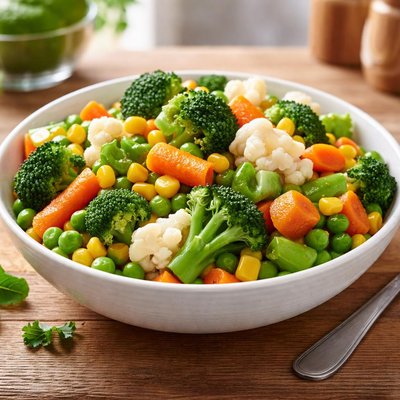 Cooked boiled mixed vegetables