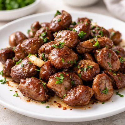 Cooked chicken gizzards