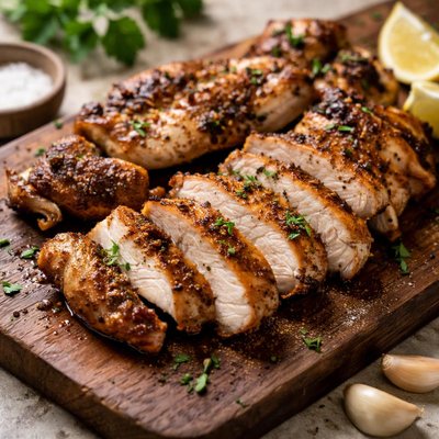 Cooked chicken thigh meat