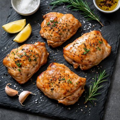 Cooked chicken thigh no skin