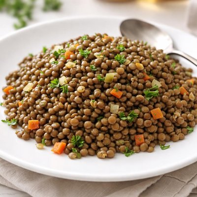 Cooked green lentils