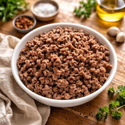 Cooked ground hamburger