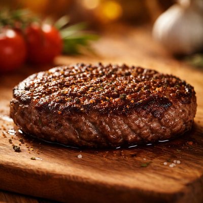 Cooked hamburger patty