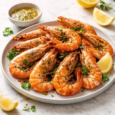 Cooked king prawns
