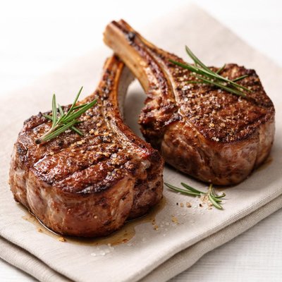 Cooked lamb loin chop