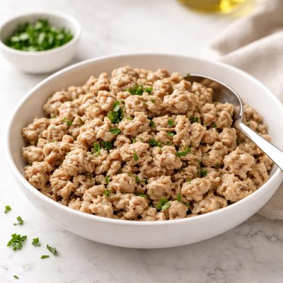 Cooked lean ground chicken