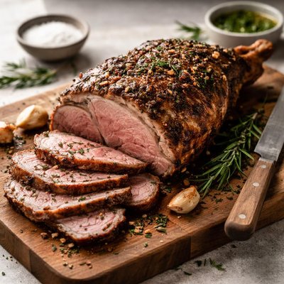 Cooked leg of lamb