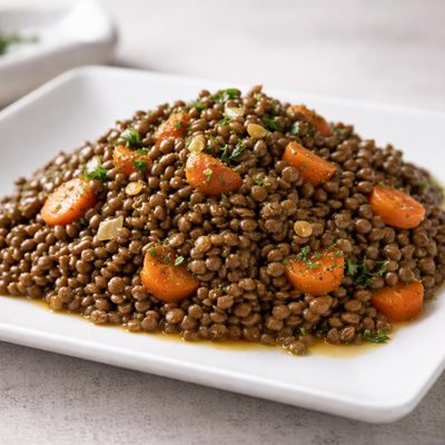 Cooked lentils with carrots