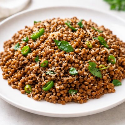 Cooked lentils with shredded coconut