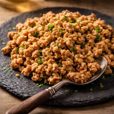 Cooked minced turkey meat