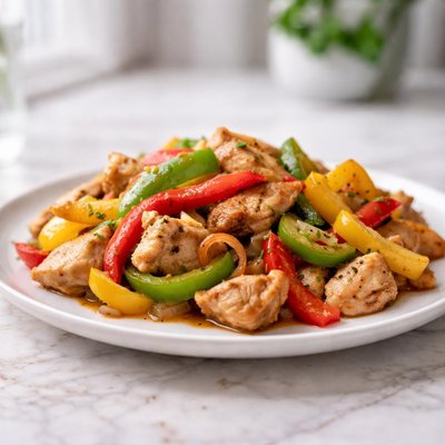 Cooked oipne and bellpeppers