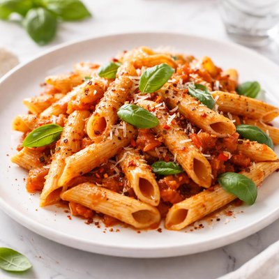 Cooked penne pasta