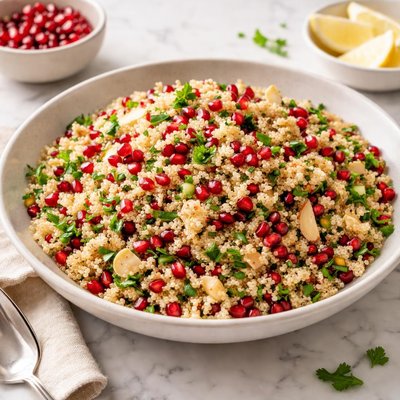 Cooked quinoa with pomegrante