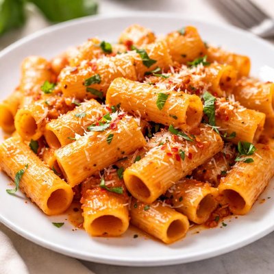 Cooked rigatoni pasta