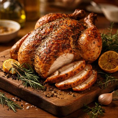 Cooked roast chicken