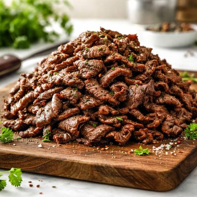 Cooked shaved beef