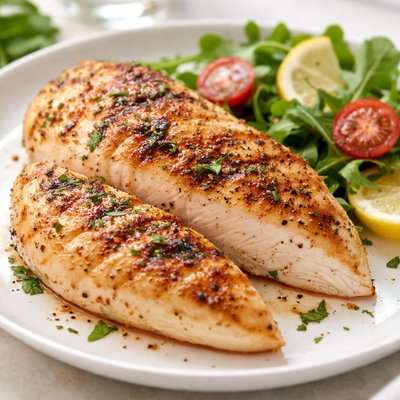 Cooked skinless chicken breast