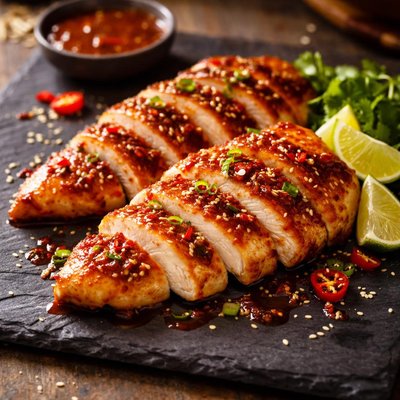 Cooked sweet chili chicken breast
