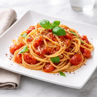 Cooked tomato pasta